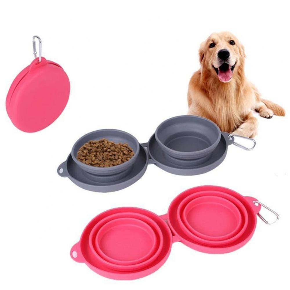 Foldable Pet Feeding Double Bowl